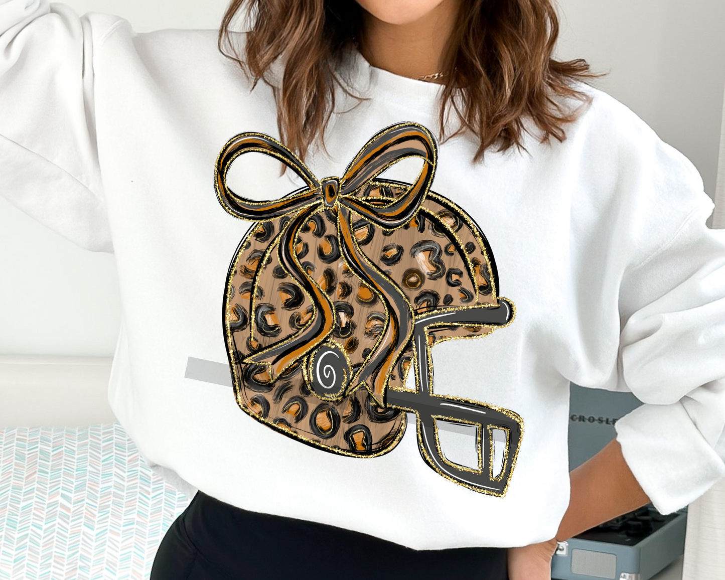 Leopard Helmet Football DTF TRANSFER or UV DTF STICKER