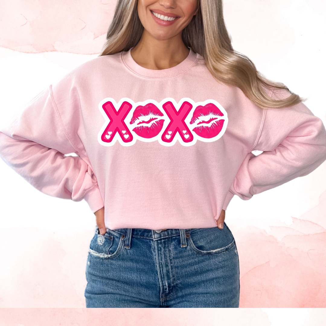 XOXO Lips And White Outline Valentine's Day DTF TRANSFER or UV DTF STICKER
