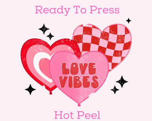Love Vibes Heart Collage (Distressed) Valentines Day DTF TRANSFER