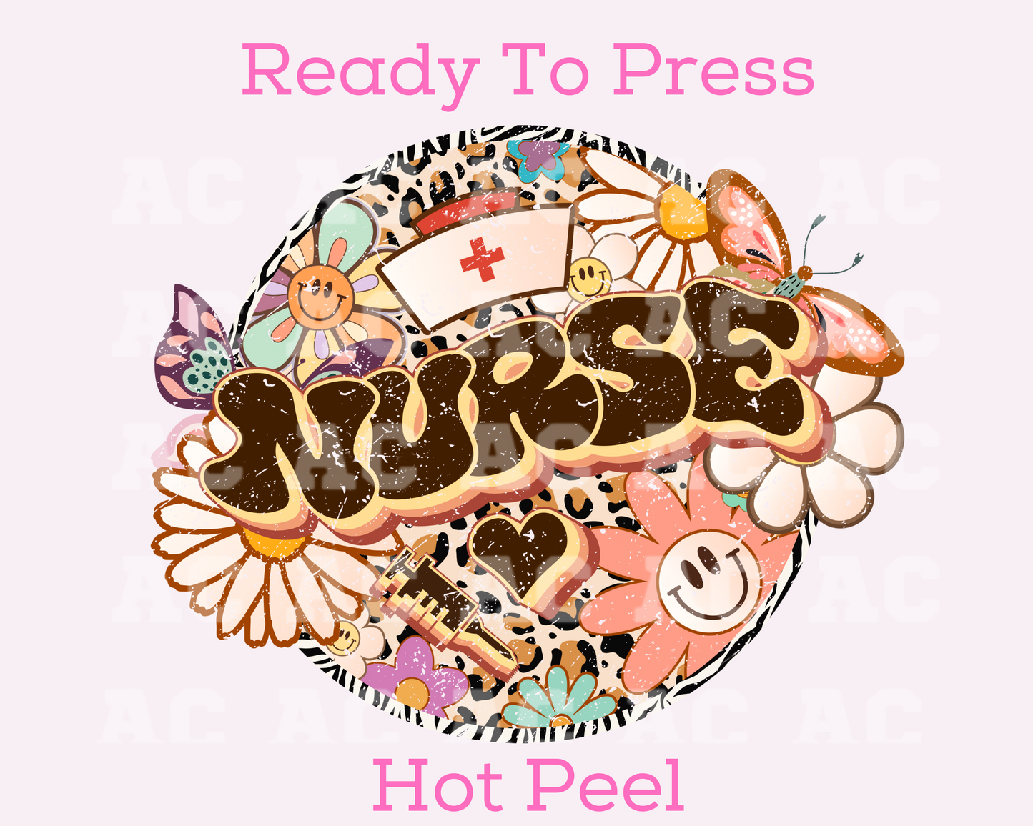 Floral Nurse DTF TRANSFER or UV DTF STICKER DECAL