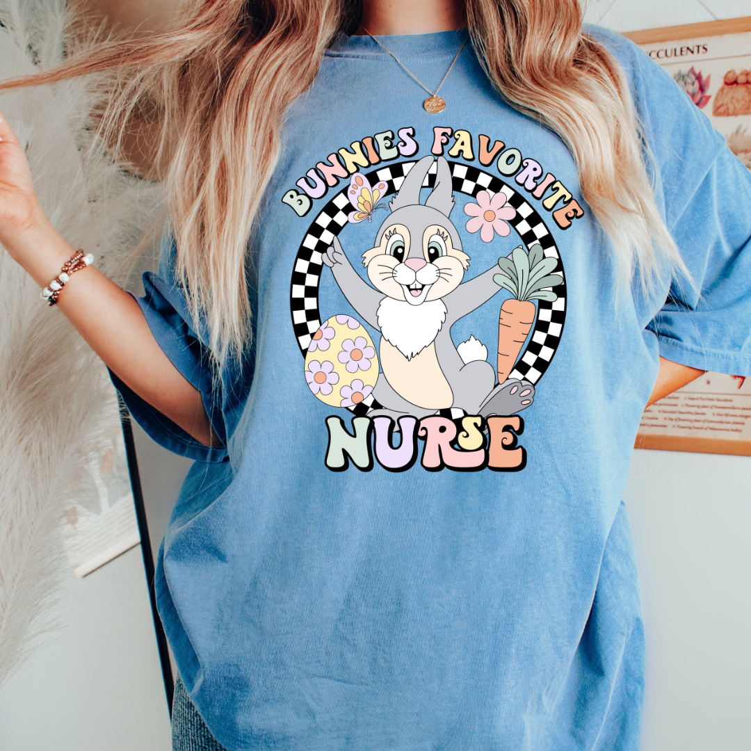 Bunnies Favorite Nurse Easter Nurse DTF TRANSFER or UV DTF STICKER or UV DTF STICKER