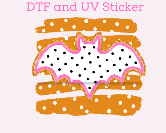 Bat Orange Stripes Polka Dot Halloween DTF TRANSFER