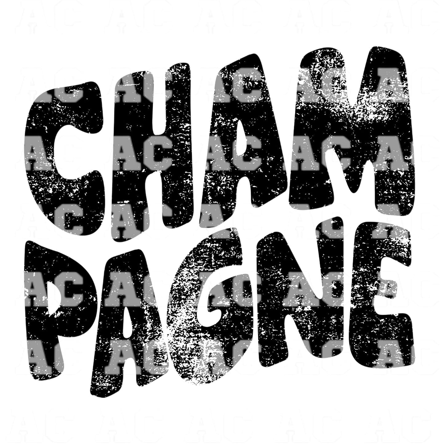 Distressed Champagne (Black) DTF TRANSFER or UV DTF STICKER DECAL