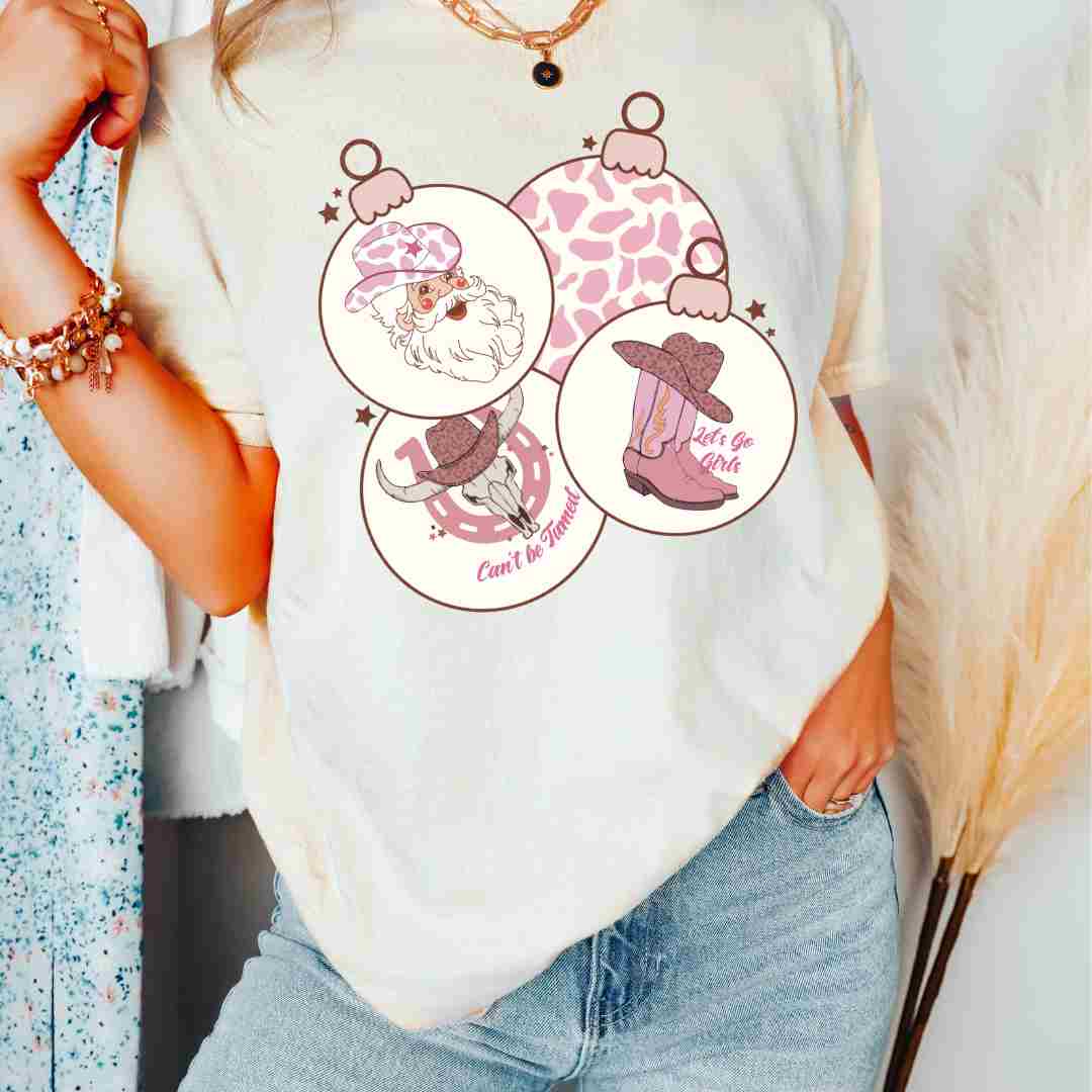 Pink Western Ornaments DTF TRANSFER or UV DTF STICKER