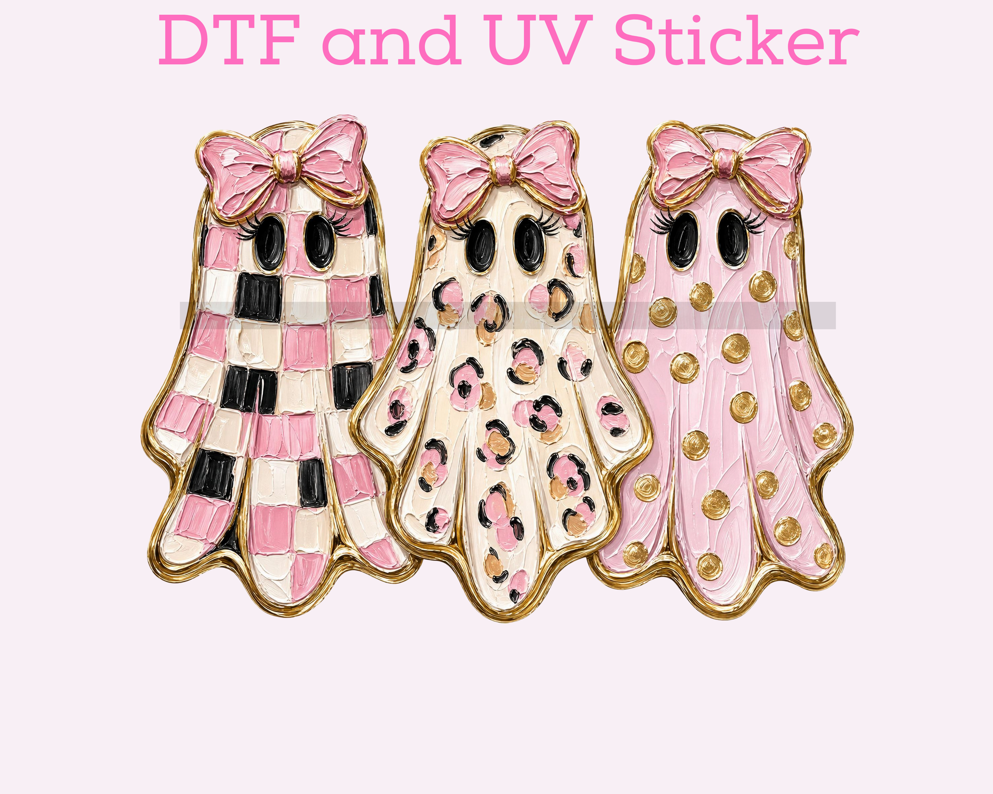 Pink and Gold Ghost Halloween DTF TRANSFER