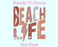 Beach Life (Mauve) Summer DTF TRANSFER or UV DTF STICKER