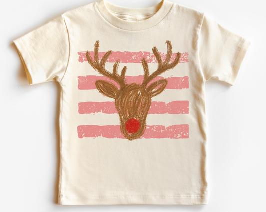 Red Stripes Reindeer Christmas DTF TRANSFER