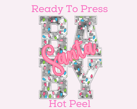 Santa Baby (Faux Sequins) Christmas DTF TRANSFER or UV DTF STICKER