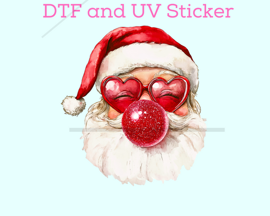 Santa Blowing Bubble Christmas DTF TRANSFER or UV DTF STICKER