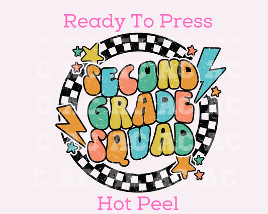 Second Grade Squad  2nd Grade DTF TRANSFER or UV DTF STICKER