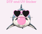 Sharks Blowing Bubble Sports Mascot DTF TRANSFER or UV DTF STICKER