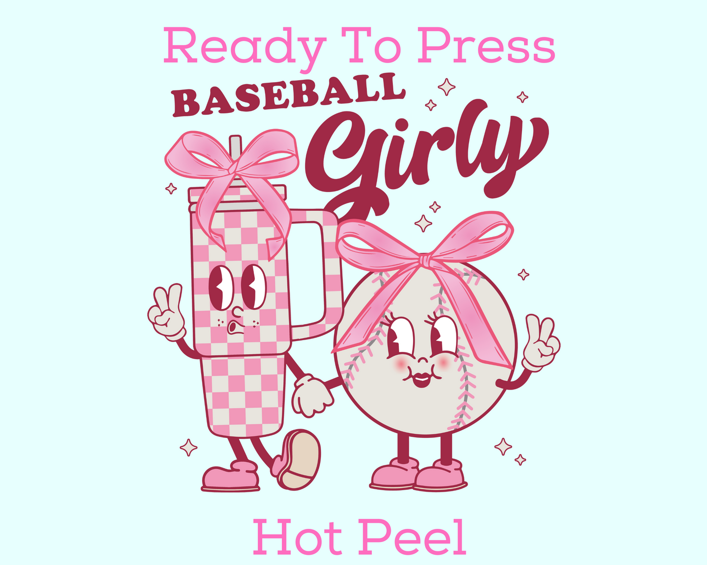 Baseball Girlie Coquette Bow Baseball DTF TRANSFER