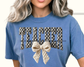 Teacher with Bow Faux Yarn DTF TRANSFER or UV DTF STICKER DECAL