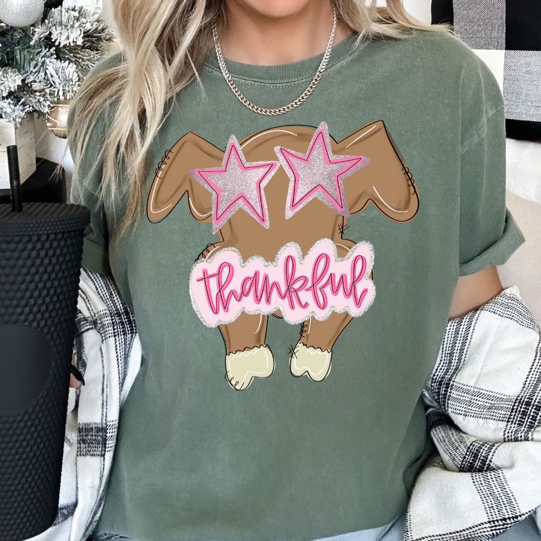 Thankful Girl Turkey DTF TRANSFER or UV DTF STICKER DECAL