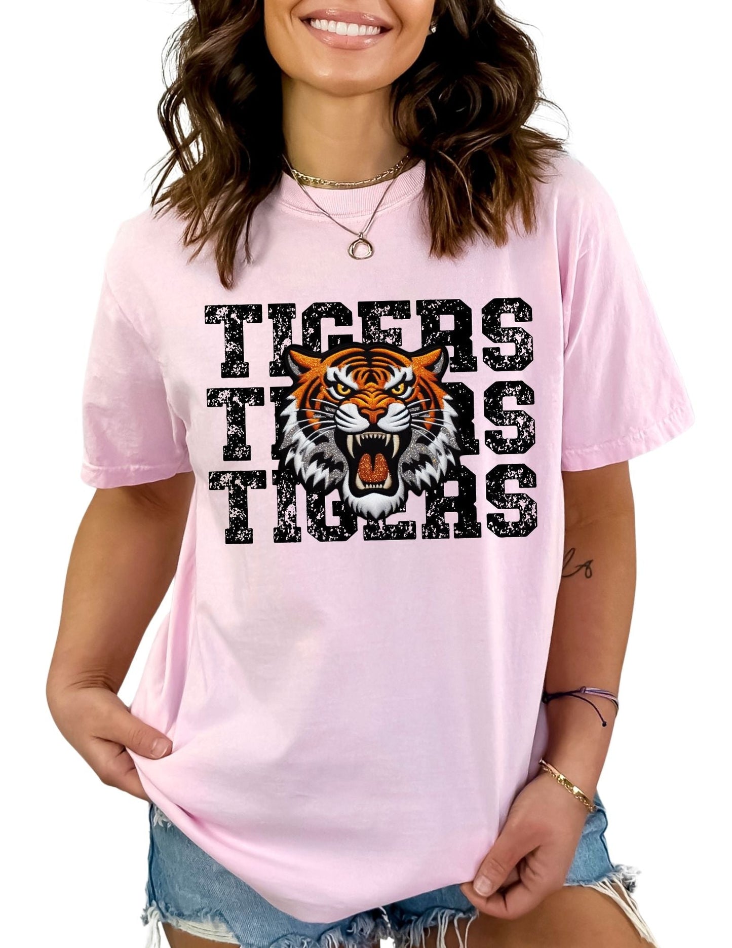 Faux Sequins Tigers (Distressed) DTF TRANSFER or UV DTF STICKER