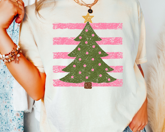 Christmas Tree Stripes Polka Dot Christmas DTF TRANSFER