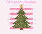 Christmas Tree  Stripes Polka Dot Christmas DTF TRANSFER 
