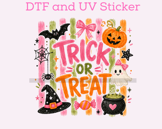 Bat Orange Stripes Polka Dot Halloween DTF TRANSFER