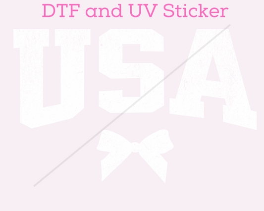 White USA bow Coquette Patriotic DTF TRANSFER