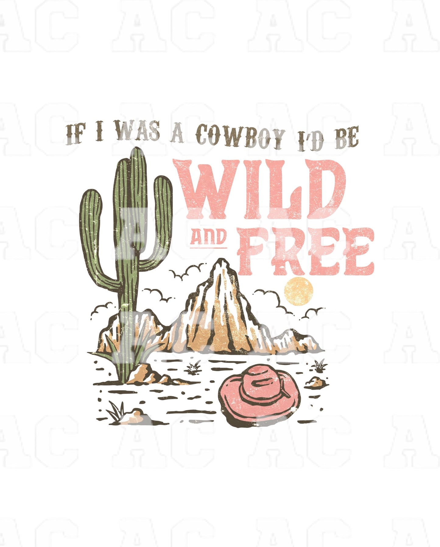 Wild and Free Cowboy Distressed DTF TRANSFER or UV DTF STICKER
