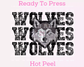 Faux Embroidery Distressed Wolves Sports Mascot DTF TRANSFER or UV DTF STICKER