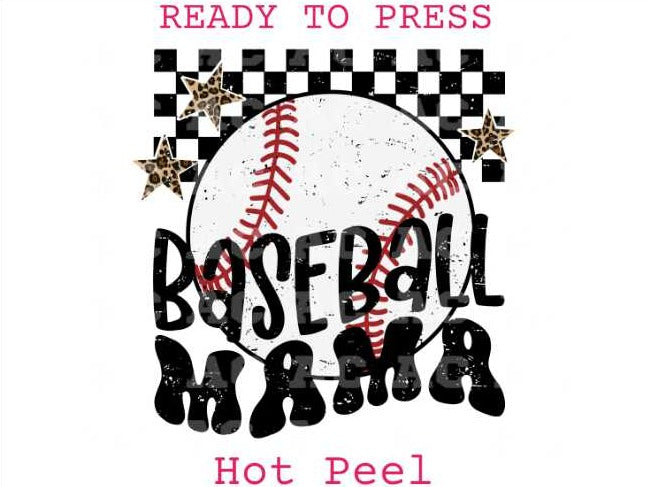 Baseball Mama Leopard Stars Baseball Mom DTF TRANSFER or UV DTF STICKER