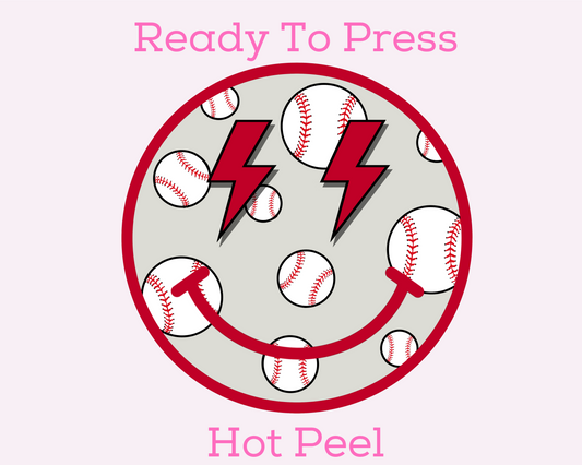 Baseball Smiley DTF TRANSFER or UV DTF STICKER
