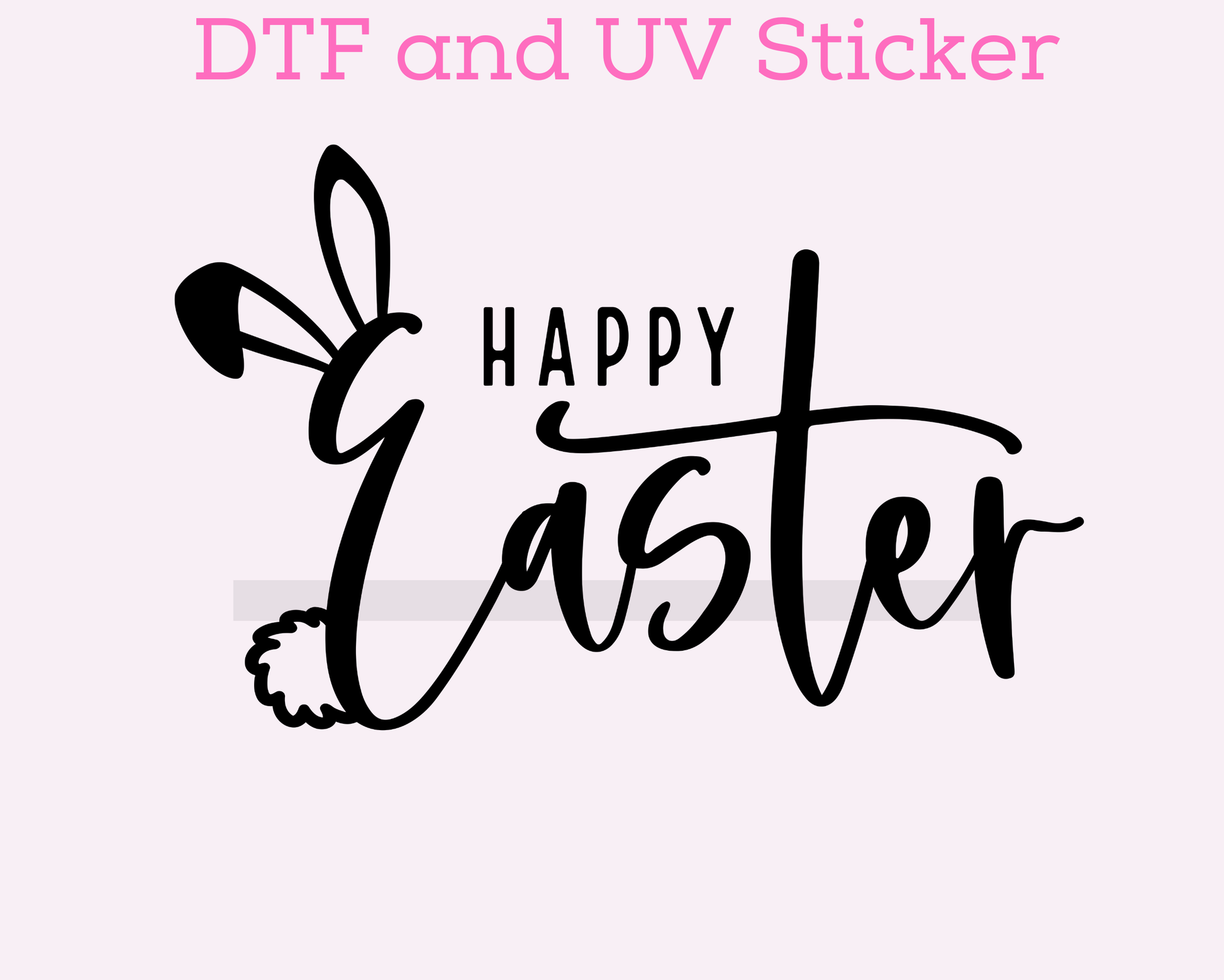 Black Happy Easter Easter DTF TRANSFER or UV DTF STICKER or UV DTF STICKER