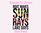 Black Sun Rays & Lake Days Summer DTF TRANSFER or UV DTF STICKER