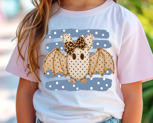 Bat Blue Stripes Halloween DTF TRANSFER