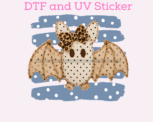 Bat Blue Stripes Halloween DTF TRANSFER