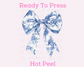 Blue Floral Coquette Bow Christmas DTF TRANSFER or UV DTF STICKER DECAL