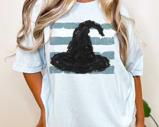 Witch Hat Blue Stripes Halloween DTF TRANSFER