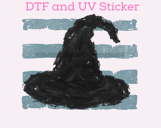 Witch Hat Blue Stripes Halloween DTF TRANSFER