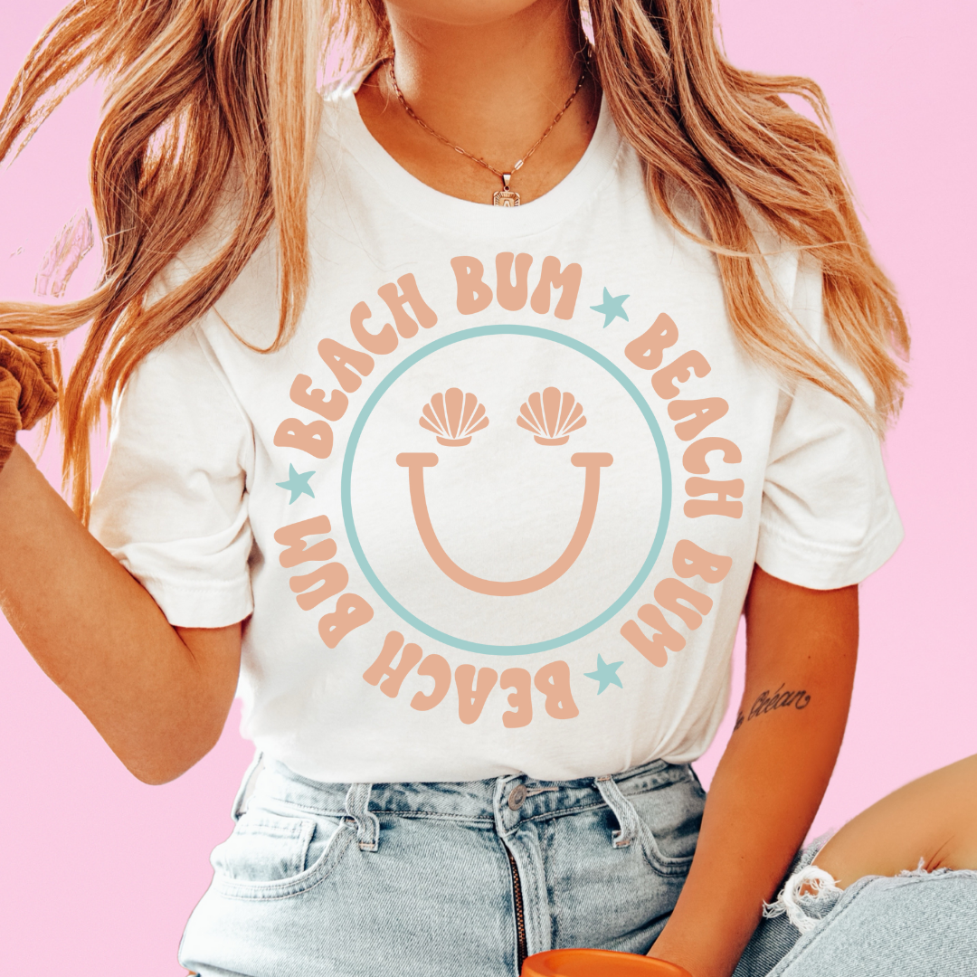 Happy Beach Bum Summer DTF TRANSFER or UV DTF STICKER