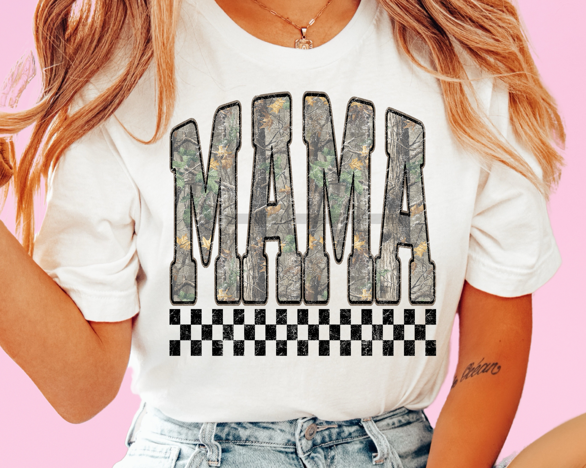 Camo Mama Varsity Letters DTF TRANSFER or UV DTF STICKER DECAL