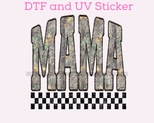 Camo Mama Varsity Letters DTF TRANSFER or UV DTF STICKER DECAL