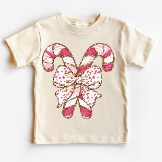 Confetti Coquette Bow Candy Cane Set (Faux Glitter) Christmas DTF TRANSFER or UV DTF STICKER