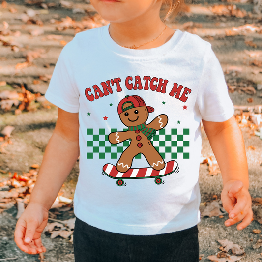 Can't Catch Me, Skateboarding Gingerbread Boy Christmas DTF TRANSFER  or UV DTF STICKER