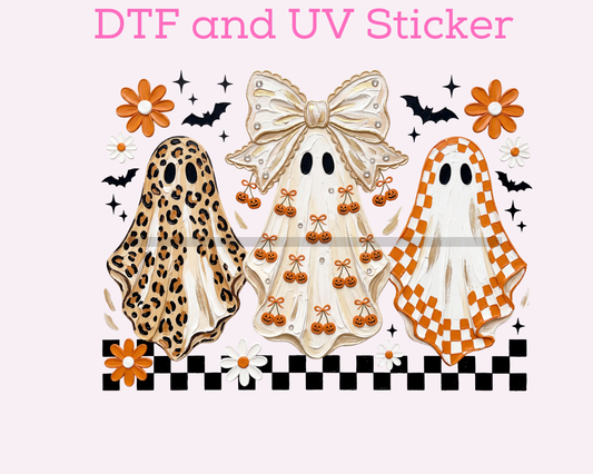 Ghost Girls Leopard Bow Halloween DTF TRANSFER