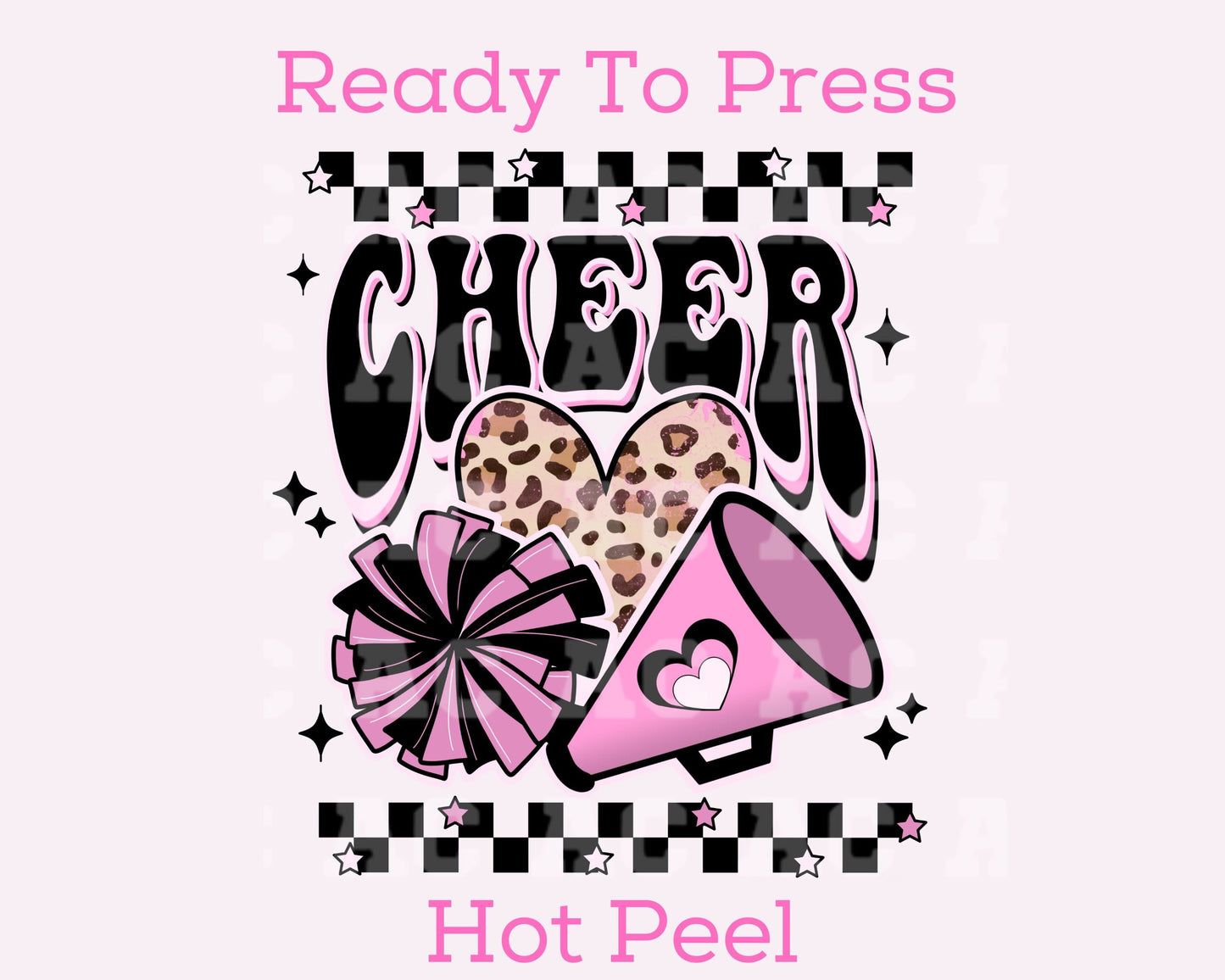 Checkered Cheer (Pink) DTF TRANSFER or UV DTF STICKER