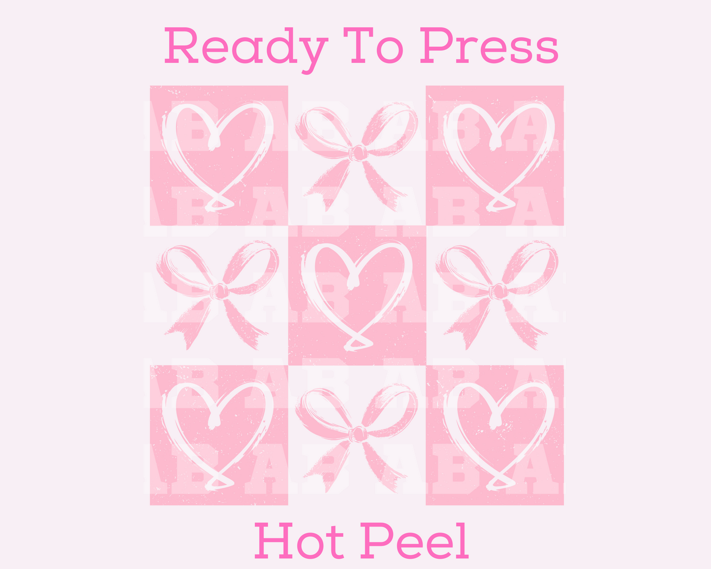 Pink Coquette Bows And Hearts Checkered Trendy Valentine's Day DTF TRANSFER or UV DTF STICKER DECAL