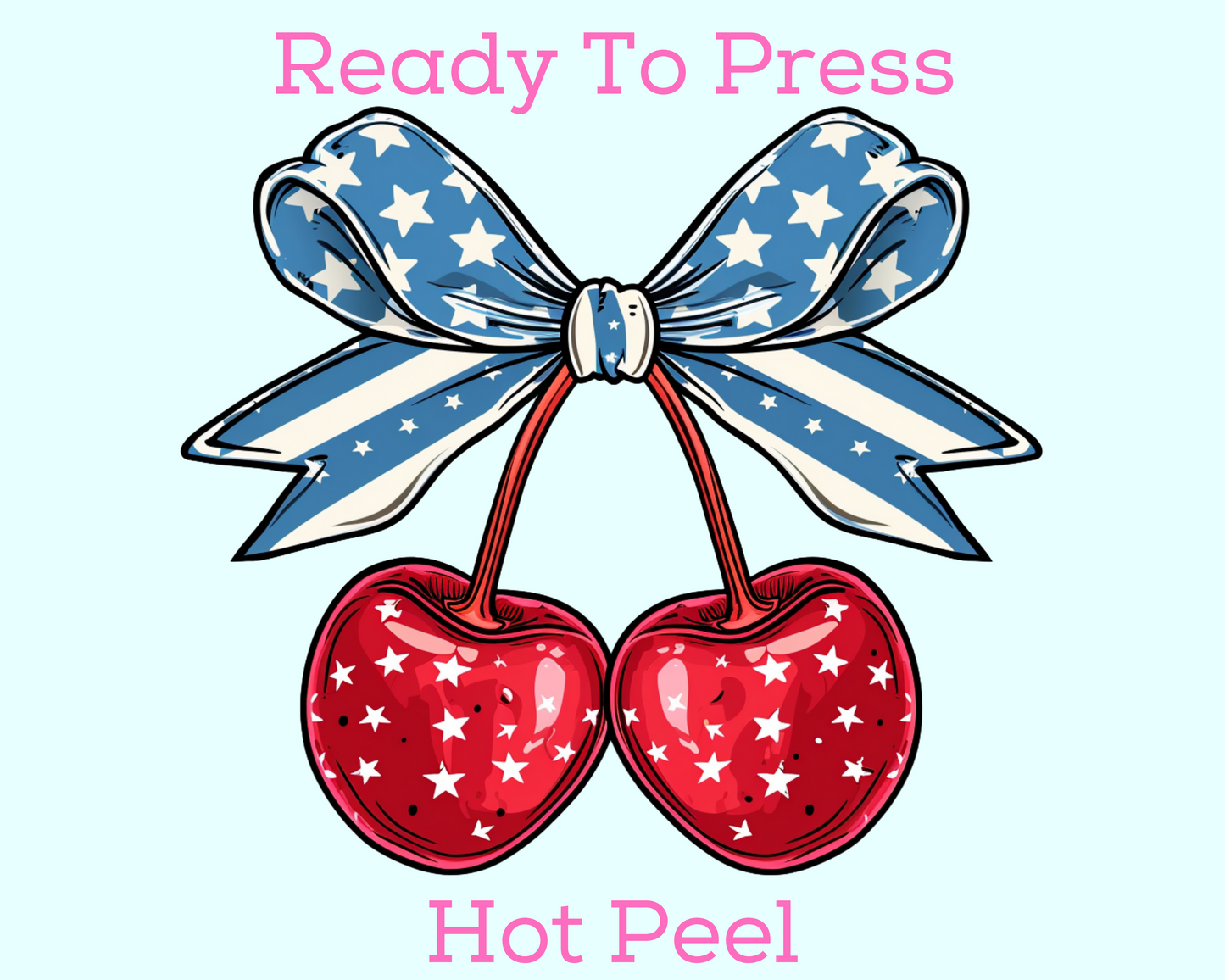 Coquette Bow Cherry 4th of July Patriotic DTF TRANSFER or UV DTF STICKER