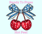 Coquette Bow Cherry 4th of July Patriotic DTF TRANSFER or UV DTF STICKER