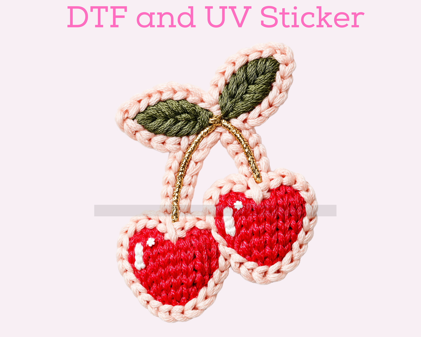 Faux Yarn Cherry Valentine's Day DTF TRANSFER or UV DTF STICKER