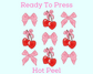 Coquette Bow & Cherries Trendy DTF TRANSFER or UV DTF STICKER DECAL