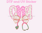 CNA Coquette Pink Floral Nurse DTF TRANSFER or UV DTF STICKER DECAL