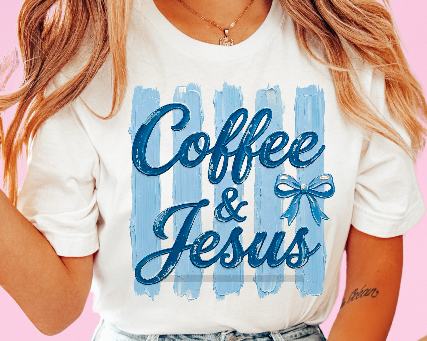 Jesus & Coffee Striped Religious DTF TRANSFER or UV DTF STICKER