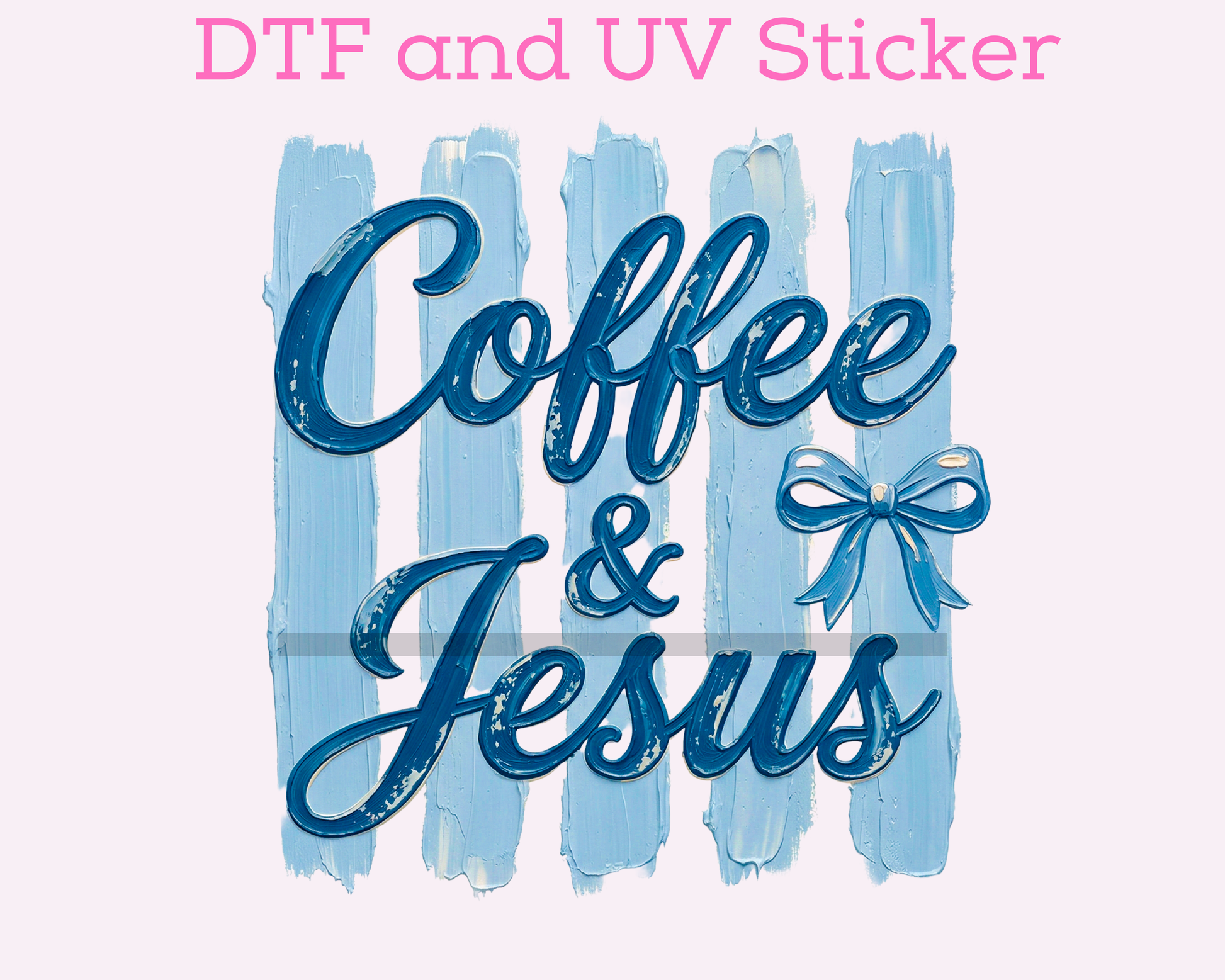 Jesus & Coffee Striped Religious DTF TRANSFER or UV DTF STICKER