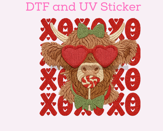 Girl Cow Valentine's Day DTF TRANSFER